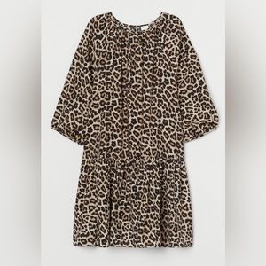 A-line Balloon Sleeve Dress | Leopard Print | H&M | Size XL